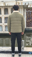 Mens Light Green Polo Style Imported Puffer jacket