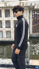 Mens Black N Striped Style Imported Puffer jacket