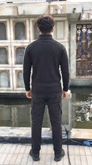 Mens Black N Striped Style Imported Puffer jacket