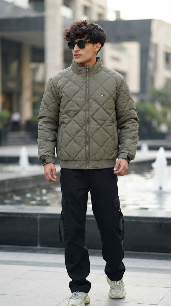 Mens Silver Grey Quilted Style Imported Puffer jacket