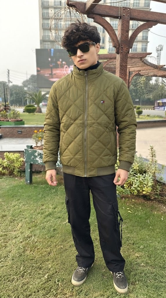 Mens Mehndi Quilted Style Imported Puffer jacket