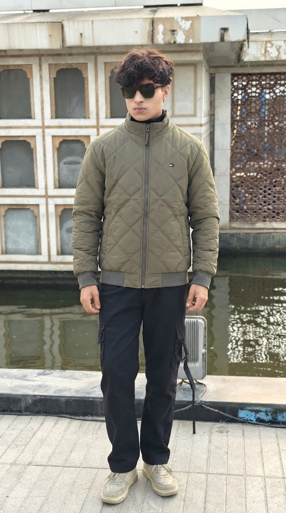 Mens Mehndi Quilted Style Imported Puffer jacket