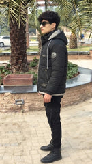 Mens Black Pocket Style Imported Puffer jacket