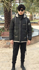 Mens Black Pocket Style Imported Puffer jacket