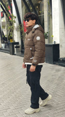 Mens Brown Pocket Style Imported Puffer jacket