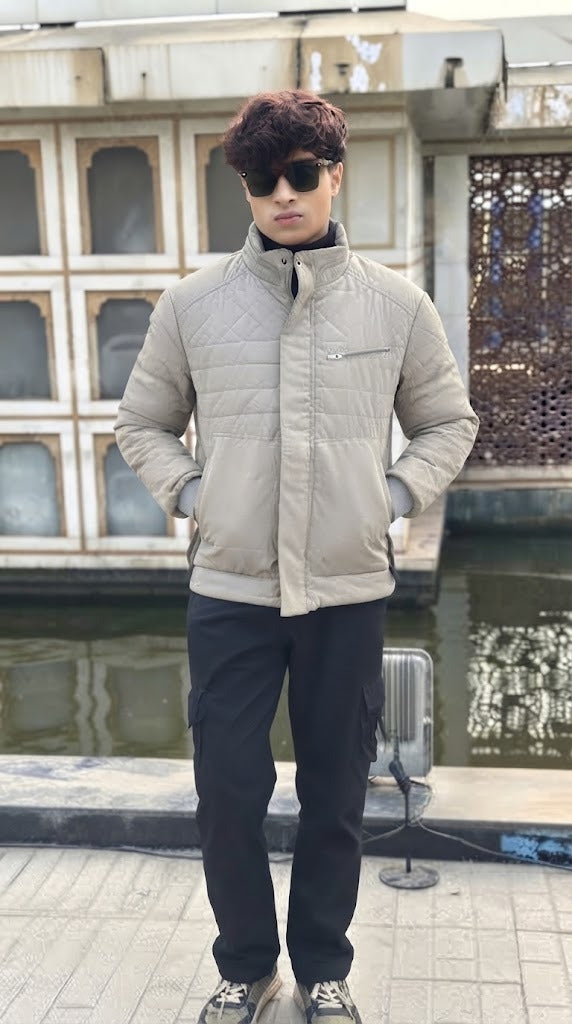 Mens Gray Zip Style Imported Puffer jacket