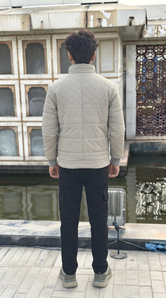 Mens Gray Zip Style Imported Puffer jacket