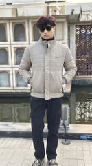 Mens Gray Zip Style Imported Puffer jacket
