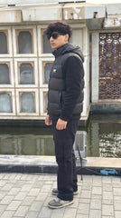 Mens Black Hooded Style Imported Puffer jacket