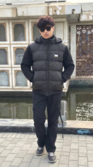 Mens Black Hooded Style Imported Puffer jacket
