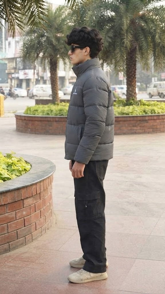 Mens Gray Ralph Lauren Style Imported Puffer jacket