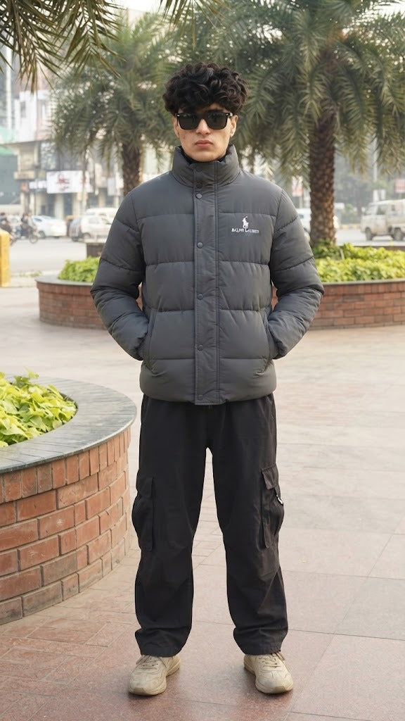 Mens Gray Ralph Lauren Style Imported Puffer jacket