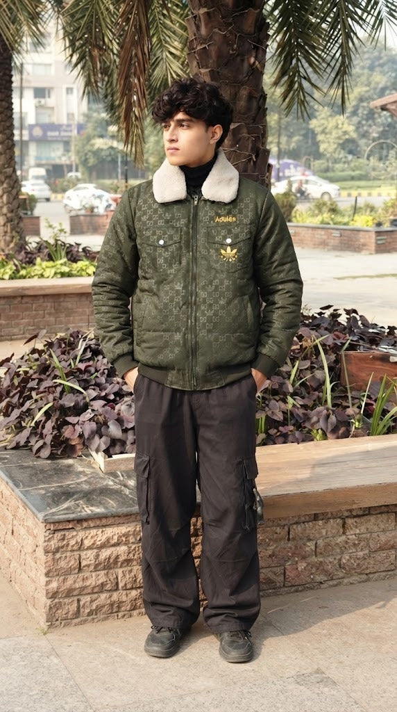 Mens Green Adidas Style Imported Puffer jacket