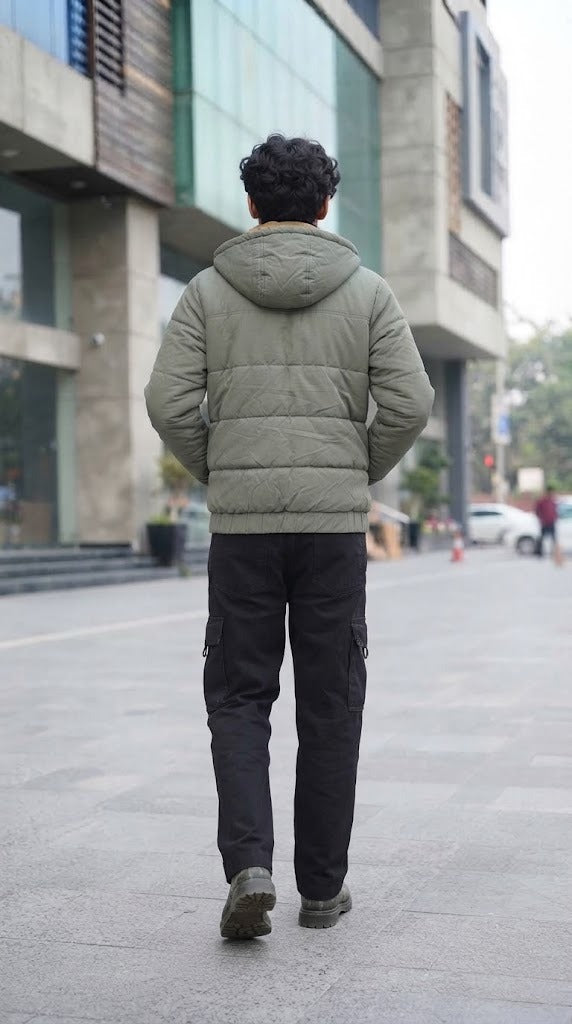 Mens Olive Armani Style Imported Puffer jacket