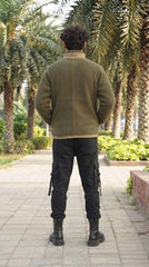 Mens Olive Green Sherpa Fleece Pocket Style Imported Puffer jacket
