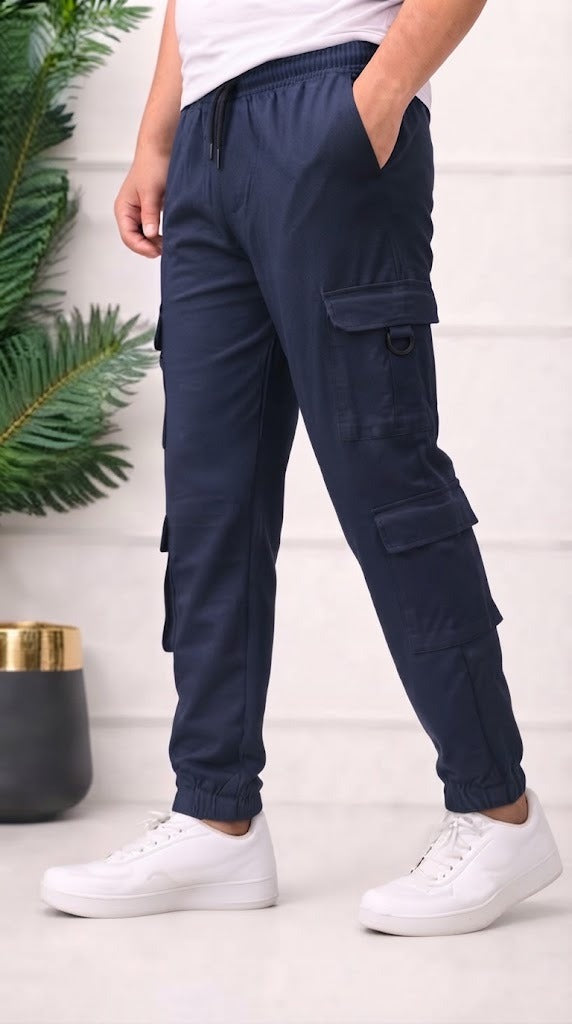 Mens Blue Cargo Trouser