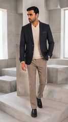 Men's Jet Black Imported Sutting Casual Coat