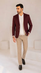 Men's Maroon Imported Wool Casual Coat