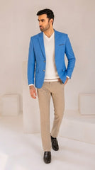 Men's Sky Blue Imported Wool Casual Coat