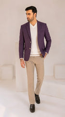 Men's Plum Imported Wool Casual Coat