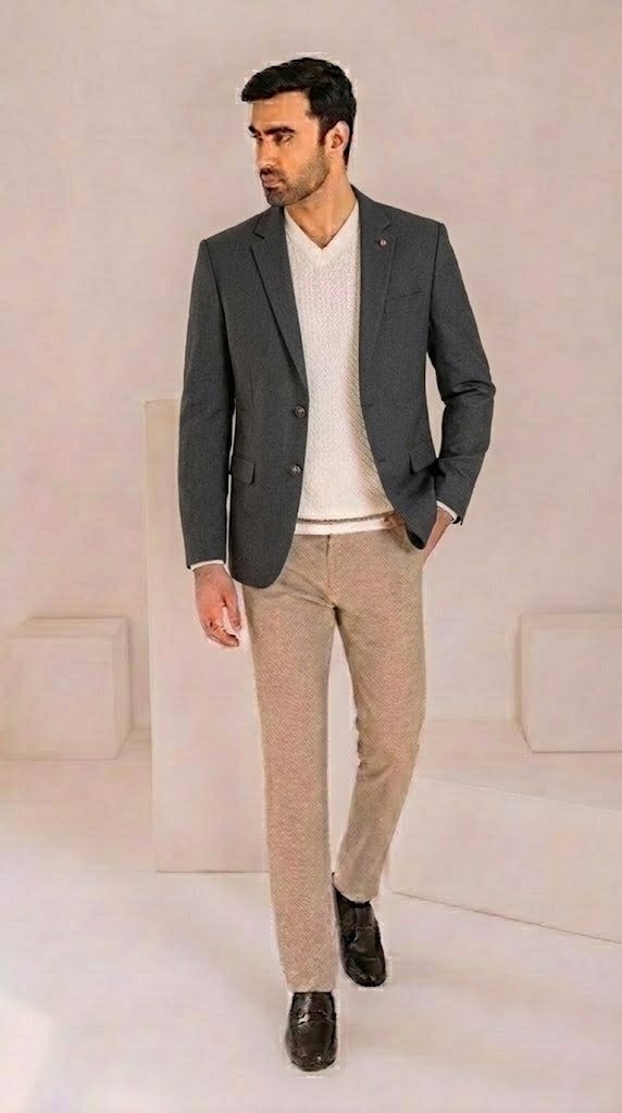 Men's Dark Grey Imported Wool Casual Coat