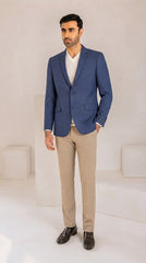 Mens Blue Imported Wool Casual Coat