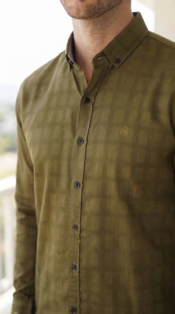 Mens Olive Green Checks Casual shirt