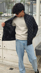 Mens imported check wool zipper