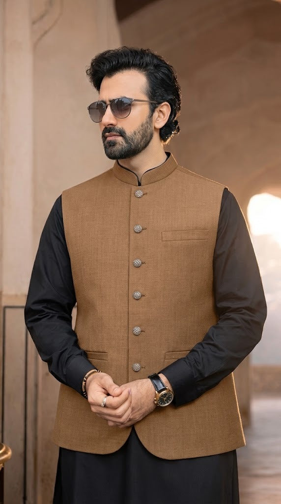 Men's Khaki Brown Suiting Waistcoat