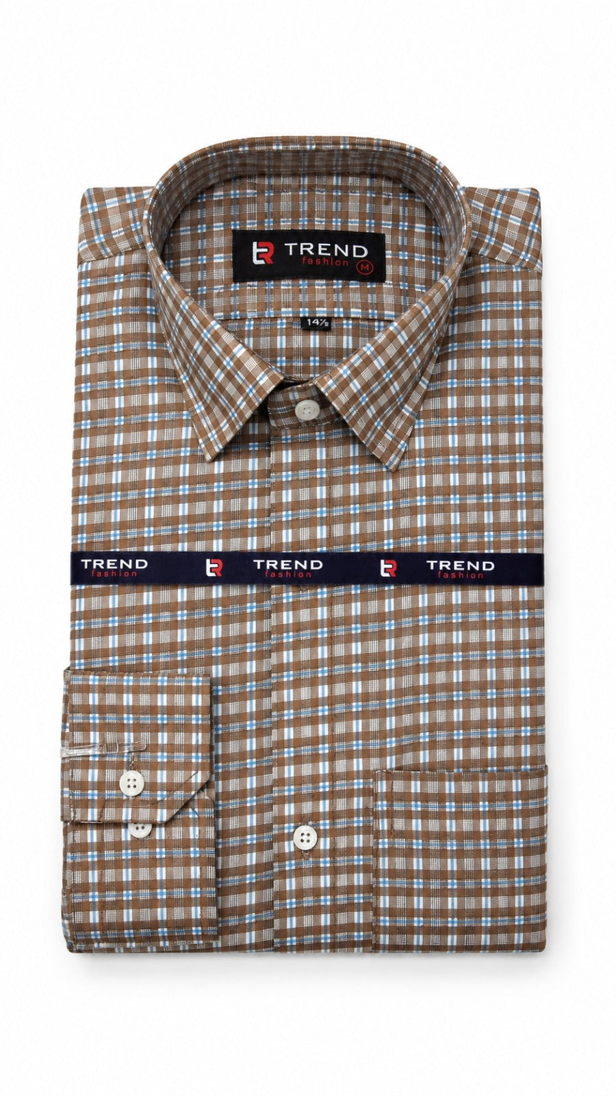 Men’s Brown Blue Check Formal Shirt