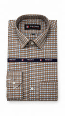 Men’s Brown Blue Check Formal Shirt