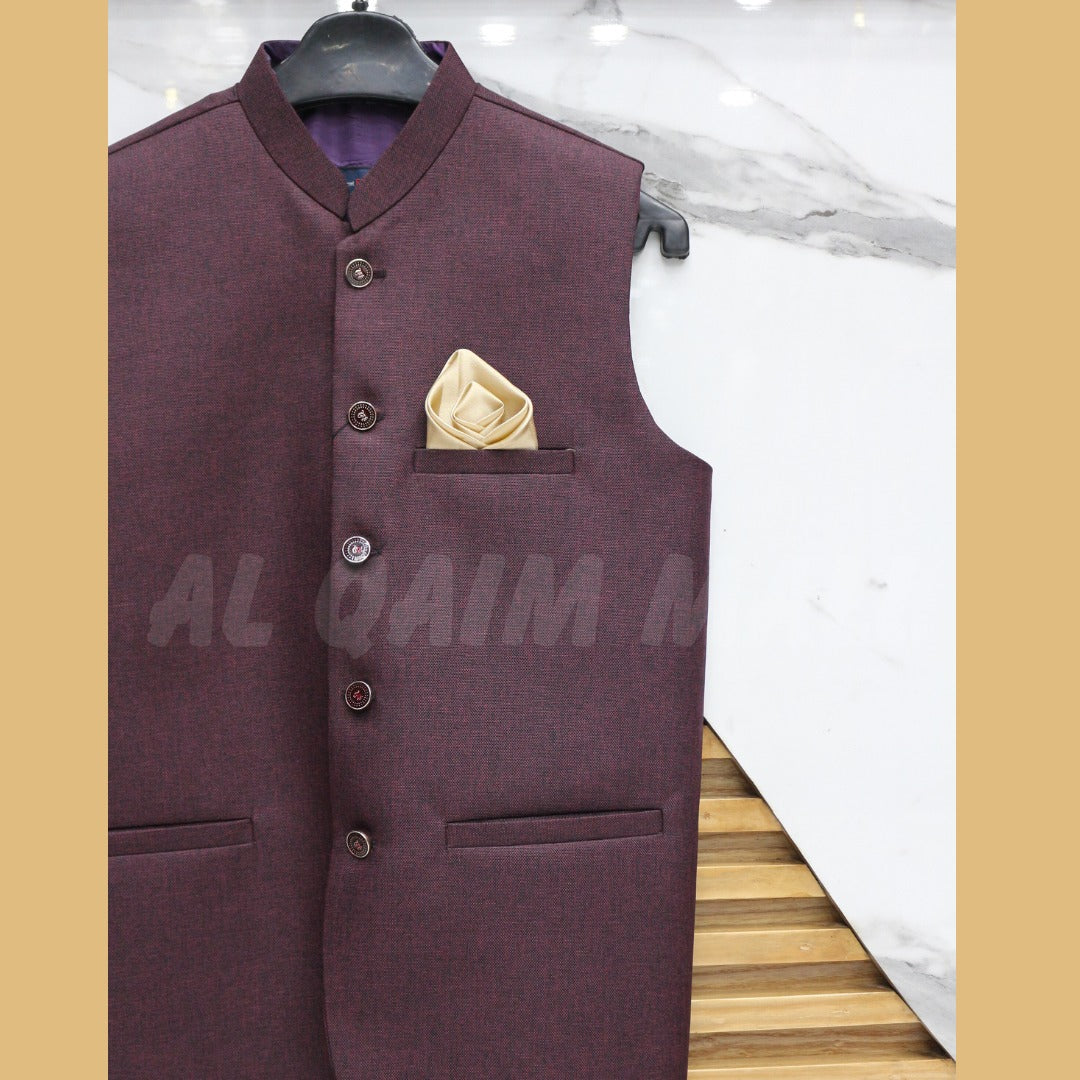 MENS MAHROON SUITING WAISTCOAT