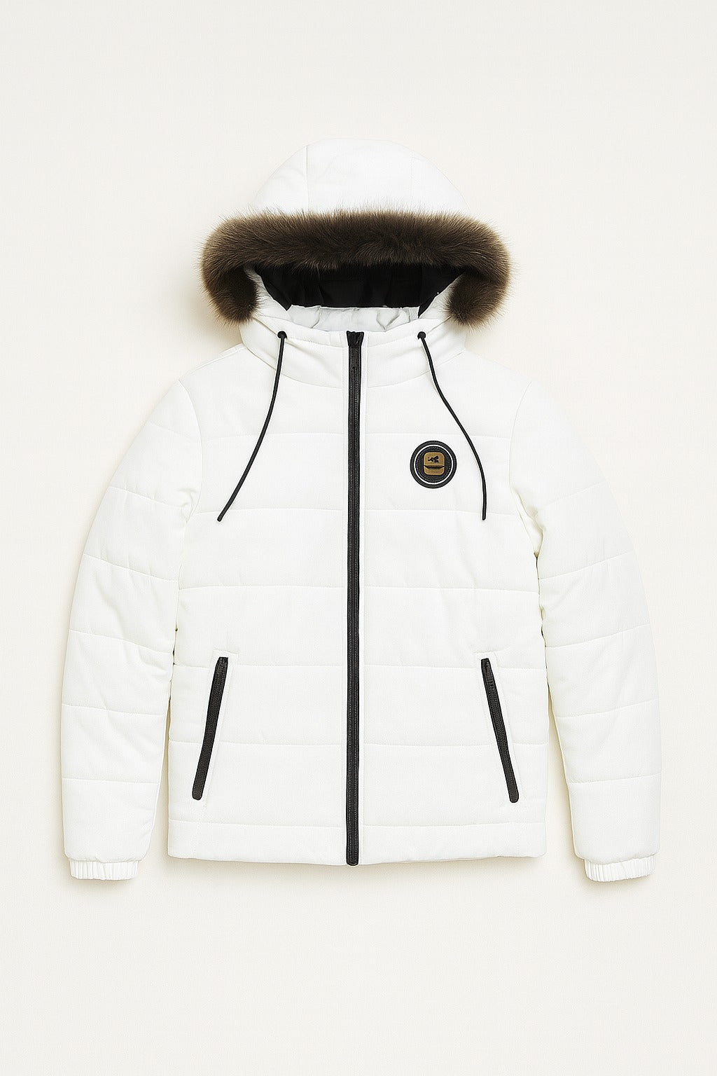 Men’s White Fur Hood Puffer Jacket