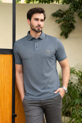Men’s Grey Textured Polo Shirt