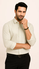 Men’s White & Grey Check Formal Shirt