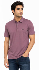 Men’s Dusty Mauve Solid Valentino Logo Polo Shirt