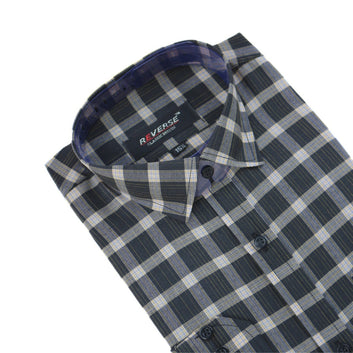 Men’s black and beige checkered formal shirt