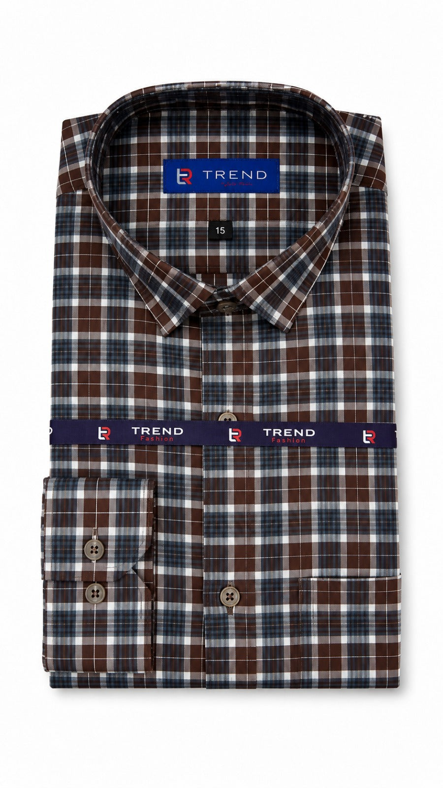 Men’s Brown Blue Check Formal Shirt