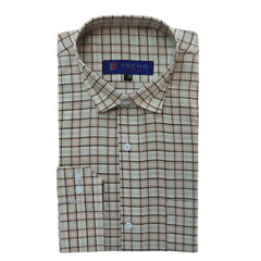 Men's beige and brown checkered formal shirt