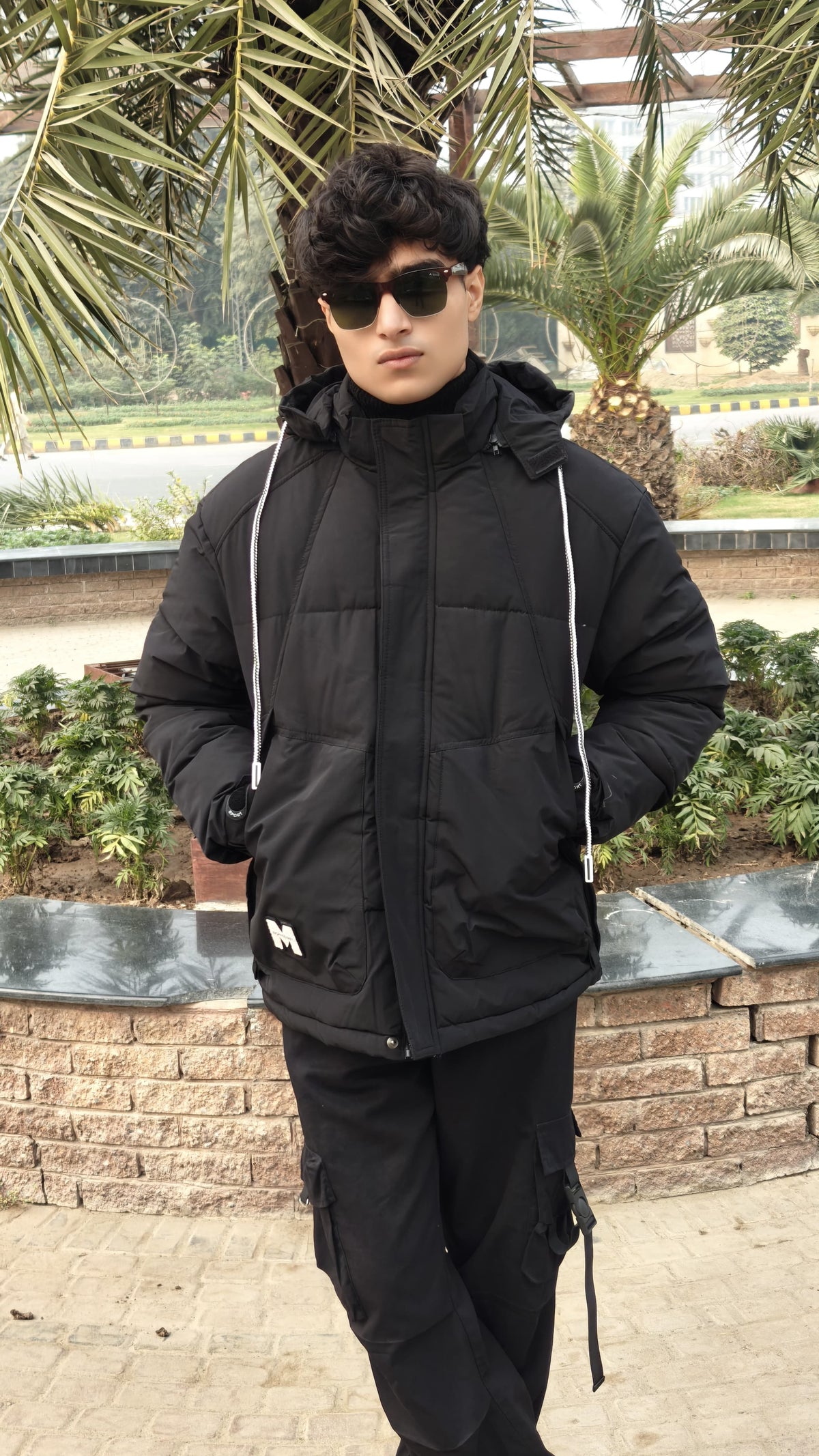 Men's black imported puffer jacket