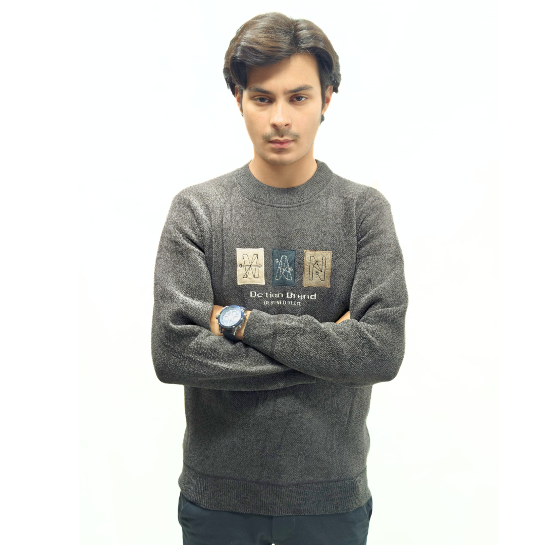 Men Gray Rabbit wool imported sweater