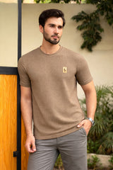 Men’s Brown Textured T-Shirt