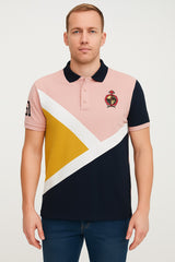 Men’s yellow and pink panneled Polo Tee