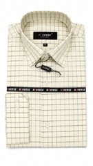 Men’s Ivory White Check Pattern Formal Shirt