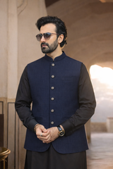 Men’s Navy Checkered Sutting Waistcoat