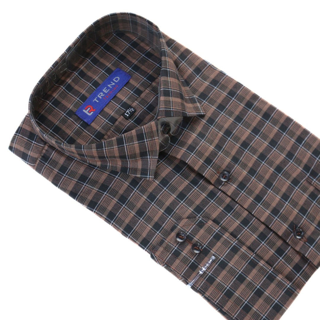 Men’s brown and black checkered (oversized)formal shirt