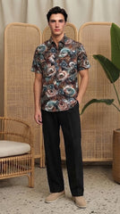 Mens Brown Black Multi-Color Printed Imported Casual Shirt