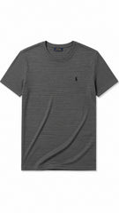 Men’s Charcoal Grey Horizontal Micro-Stripe Polo Ralph Lauren Logo T-Shirt