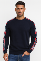 Blue sleeve stripe sweater