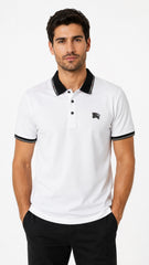 Mens Imported White Black Collar Polo Shirt